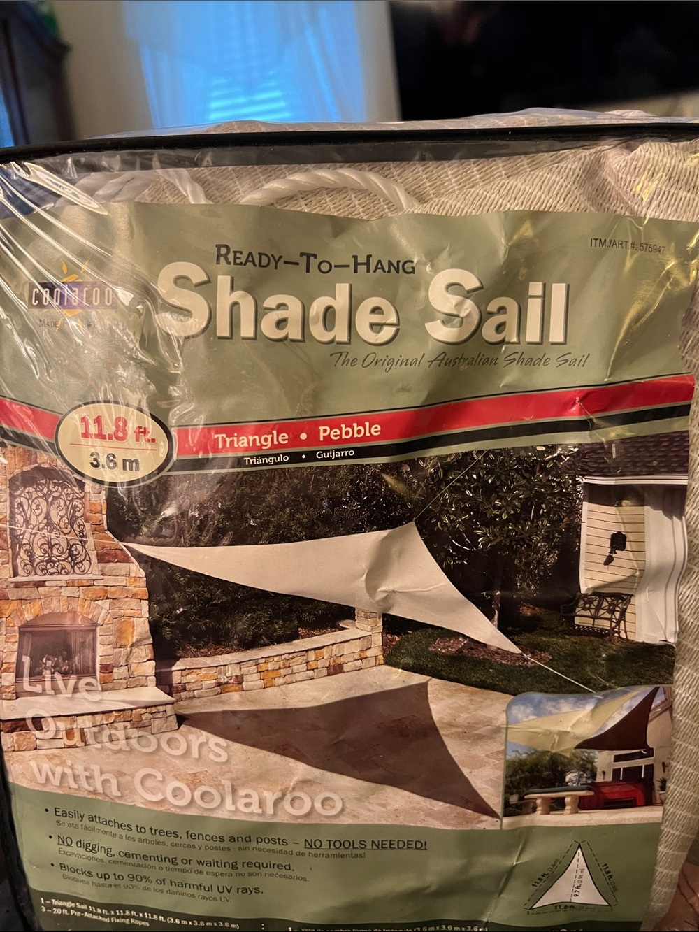 Shade Sail Ready-to-Hang Triangle in Pebble